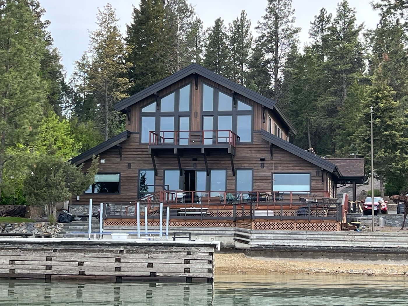 Lakefront timber home on Flathead Lake, Montana